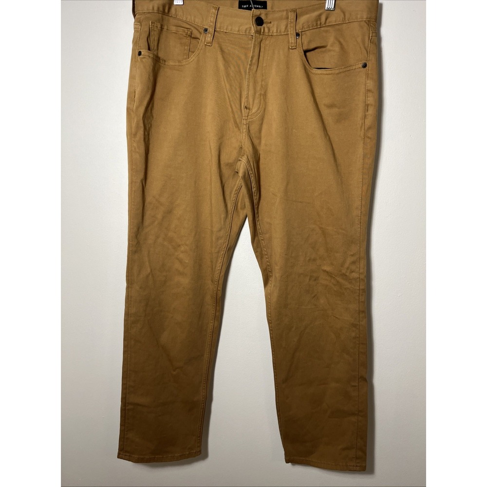 Free Assembly Mens Slim Fit Chinos Tobacco Brown Tan Pants 34x30 FAMDN00140FA23L